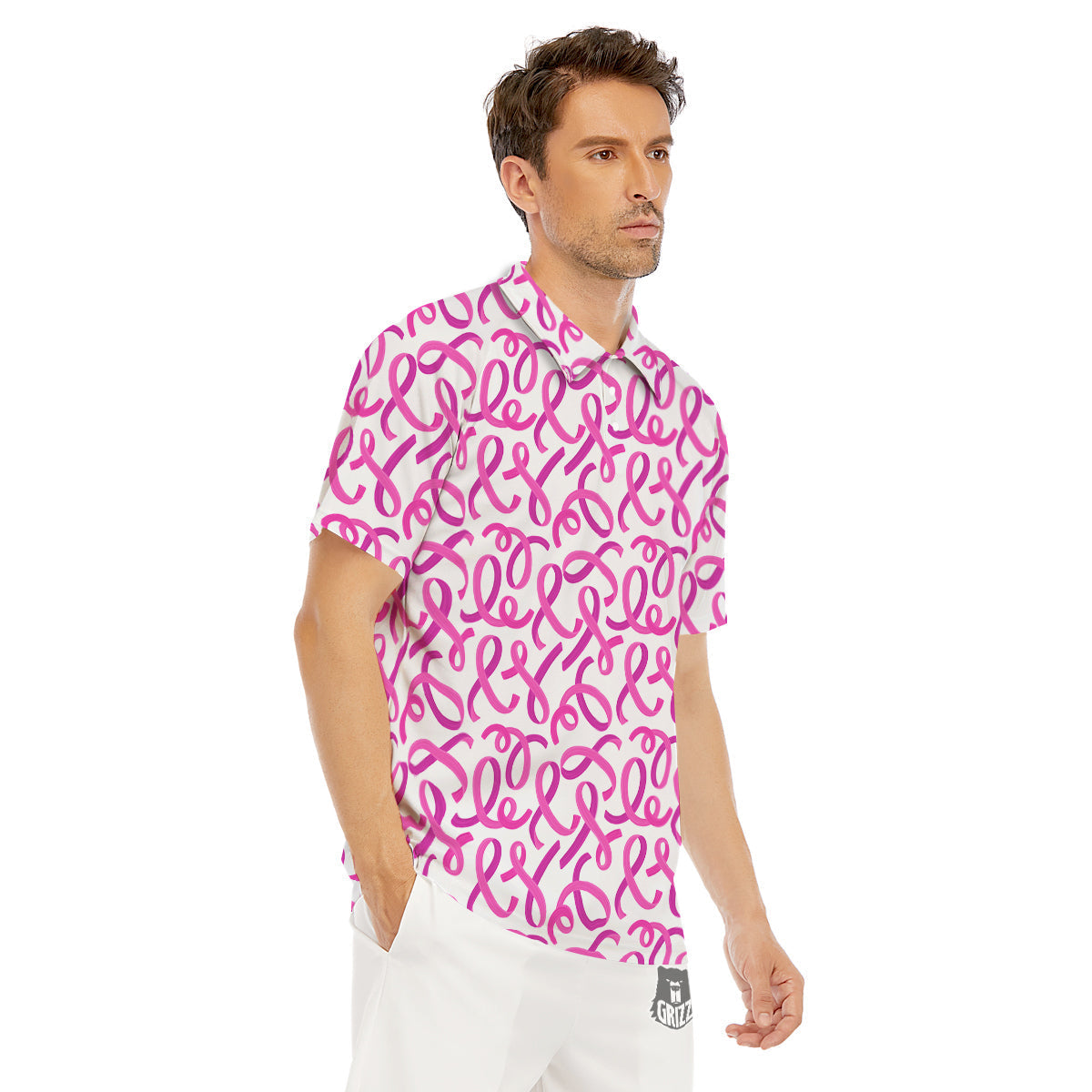 Cancer Awareness Print Pattern Men's Golf Shirts-grizzshop