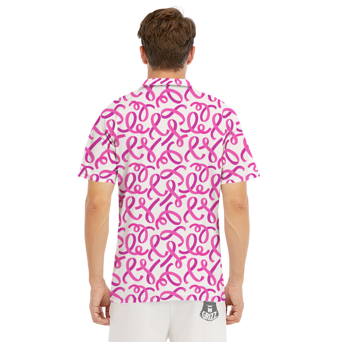 Cancer Awareness Print Pattern Men's Golf Shirts-grizzshop