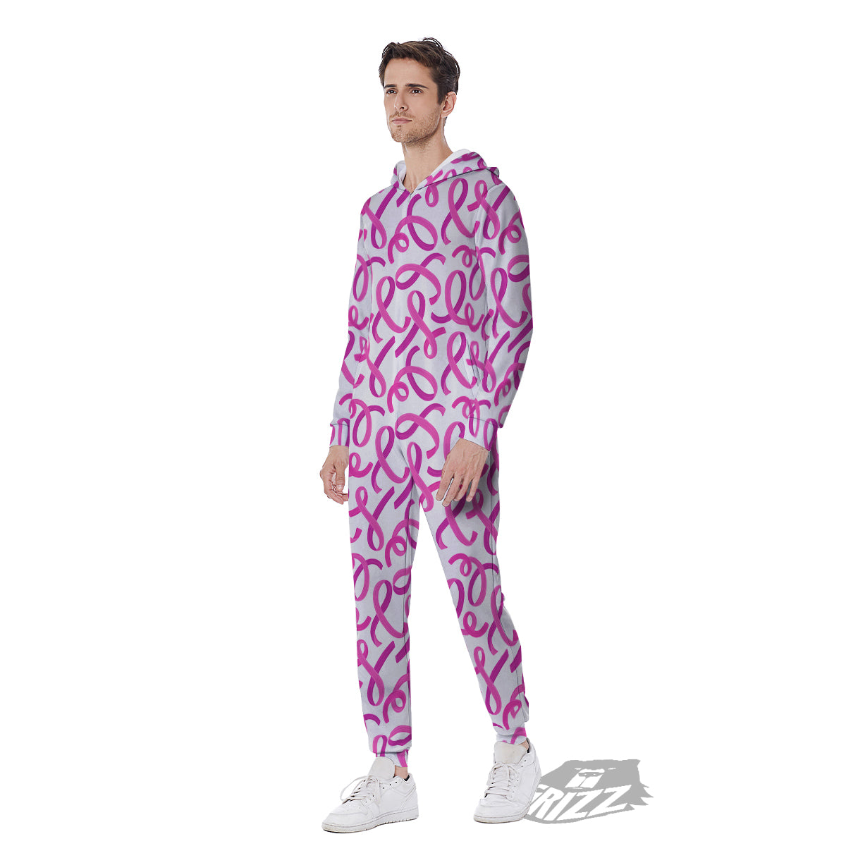 Cancer Awareness Print Pattern Men's Jumpsuit-grizzshop