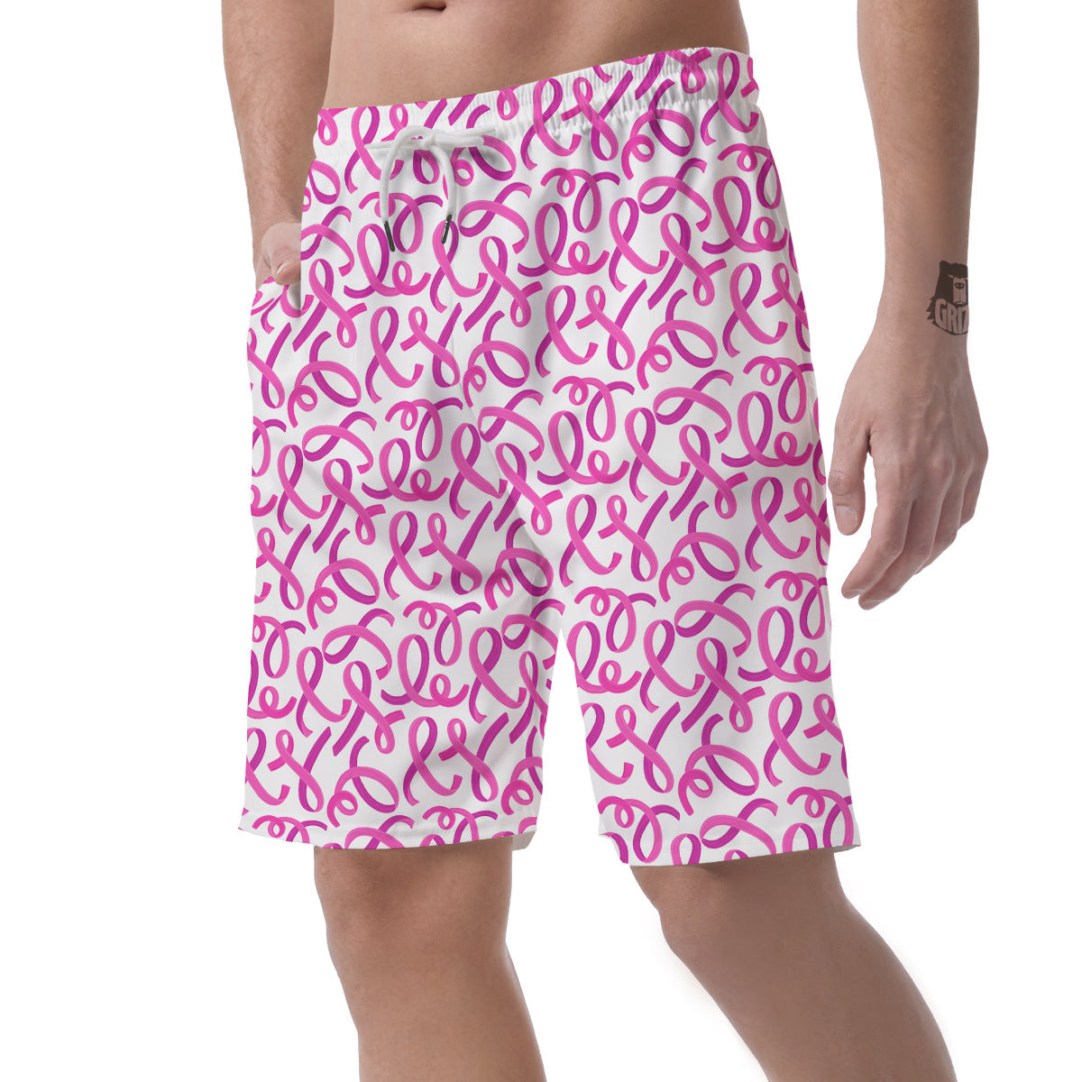 Cancer Awareness Print Pattern Men's Shorts-grizzshop