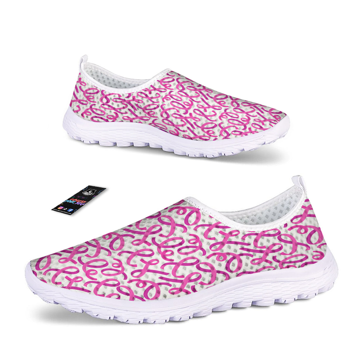Cancer Awareness Print Pattern Nurse Shoes-grizzshop