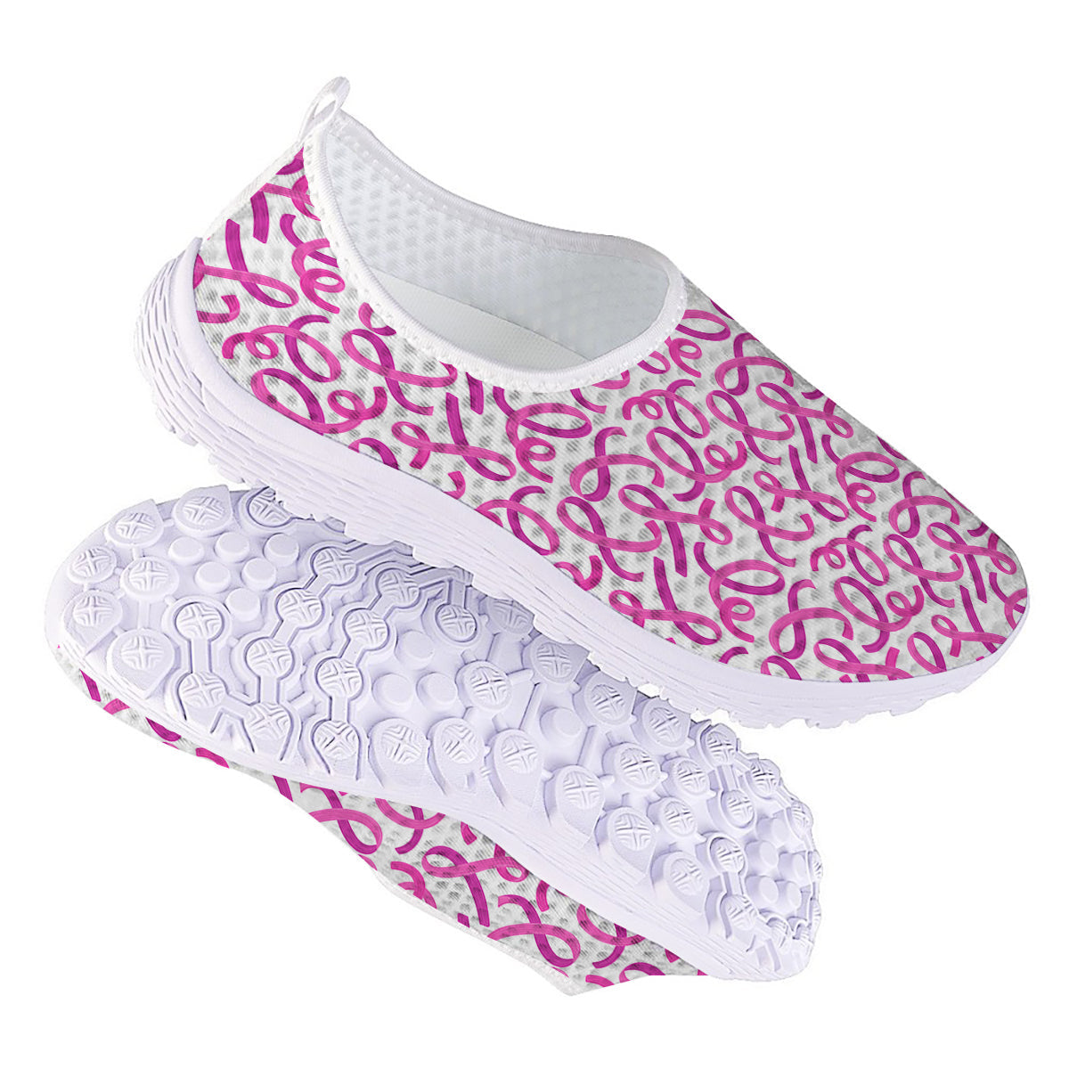 Cancer Awareness Print Pattern Nurse Shoes-grizzshop