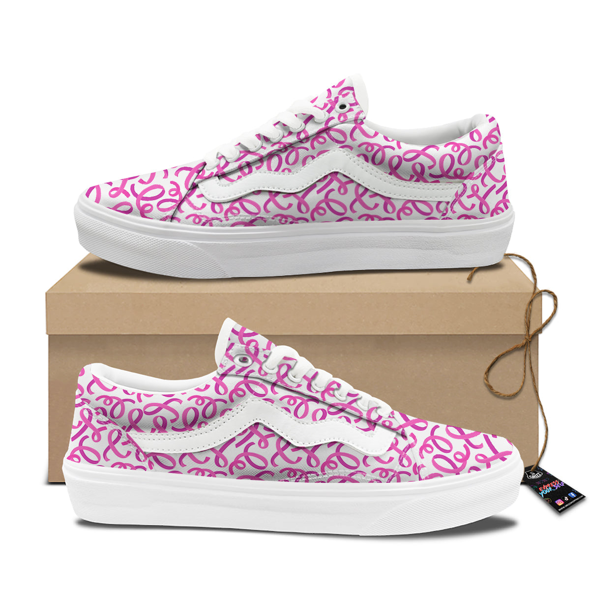 Cancer Awareness Print Pattern Skate Shoes-grizzshop