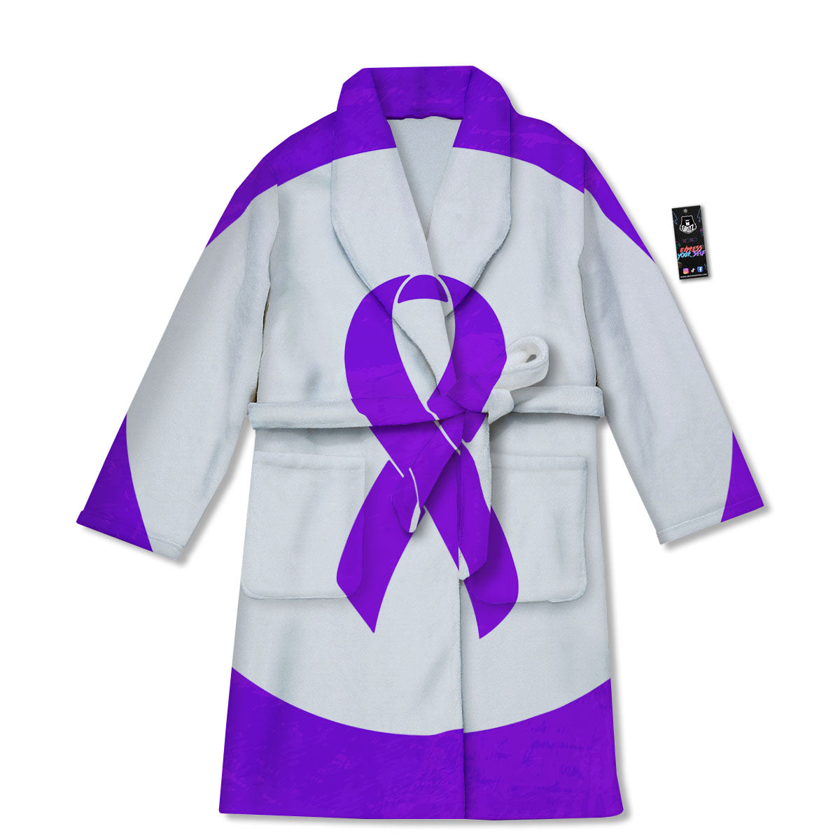 Cancer Awareness Ribbon Purple Print Bathrobe-grizzshop