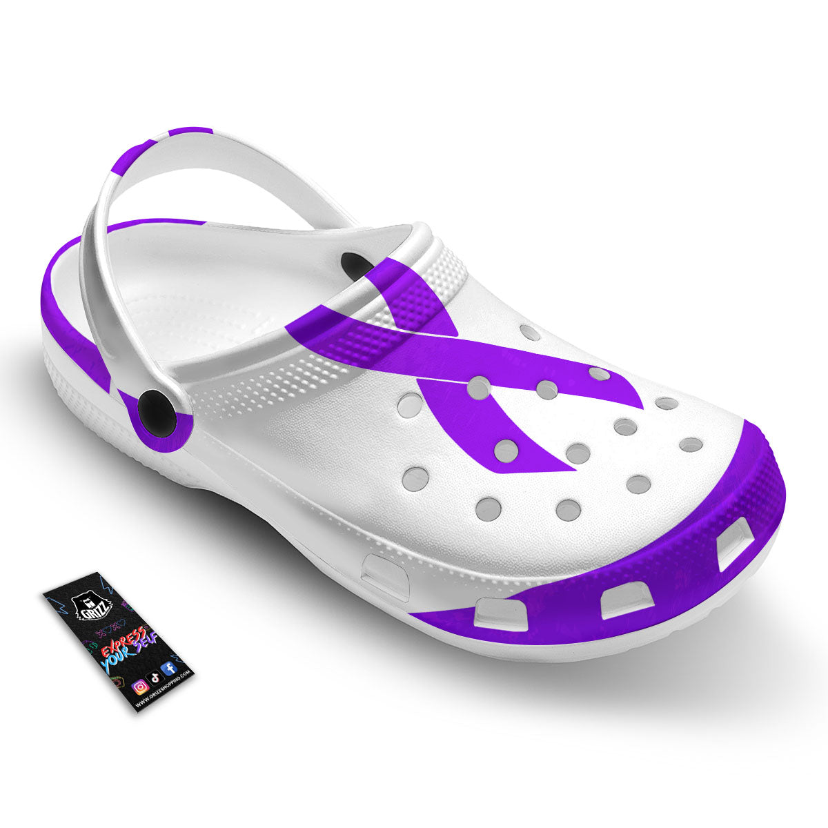 Cancer Awareness Ribbon Purple Print Clog-grizzshop