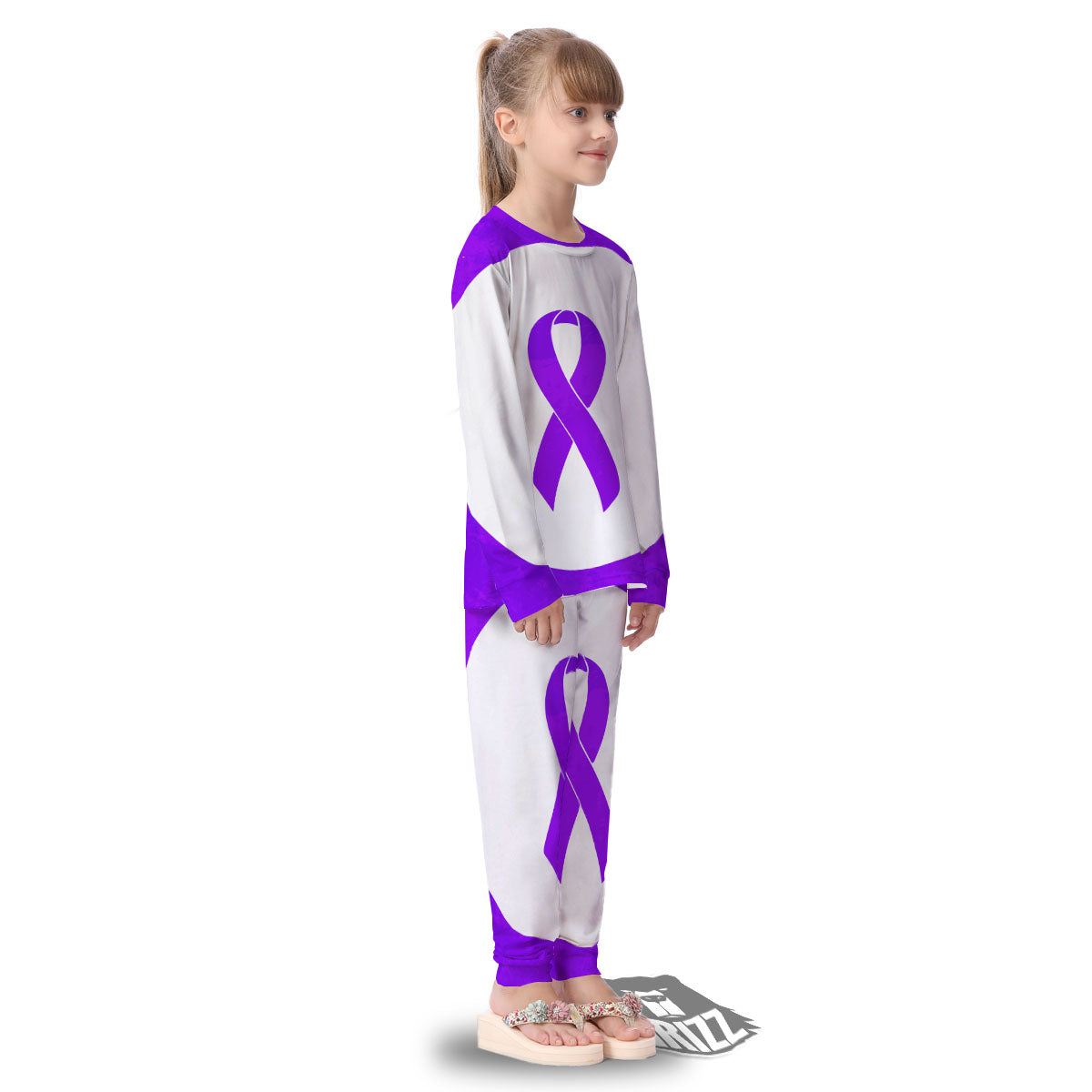 Cancer Awareness Ribbon Purple Print Kid's Pajamas-grizzshop