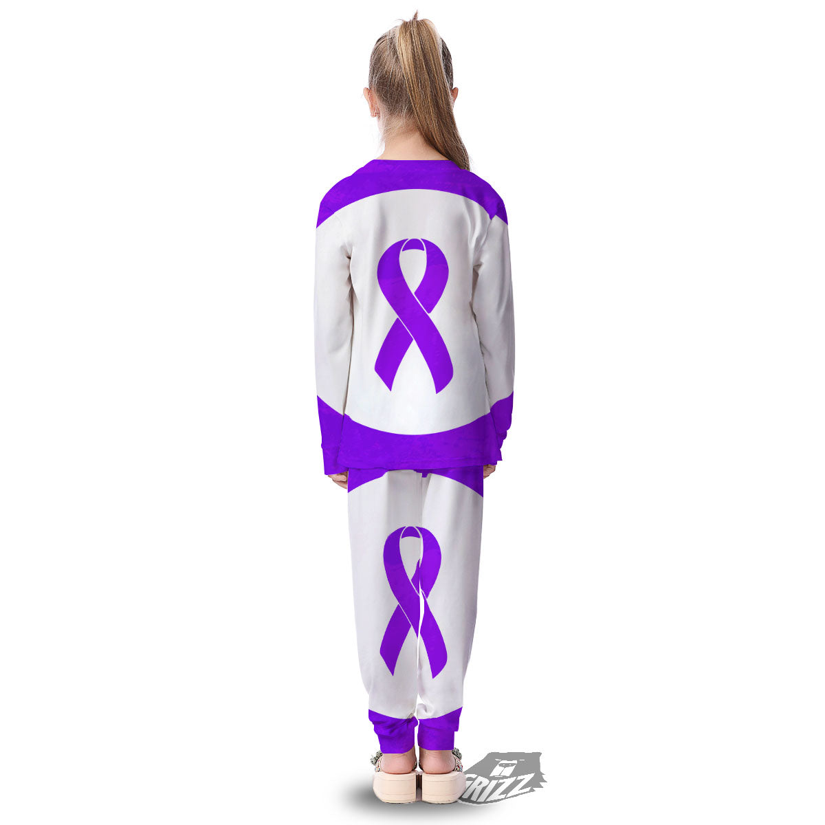 Cancer Awareness Ribbon Purple Print Kid's Pajamas-grizzshop