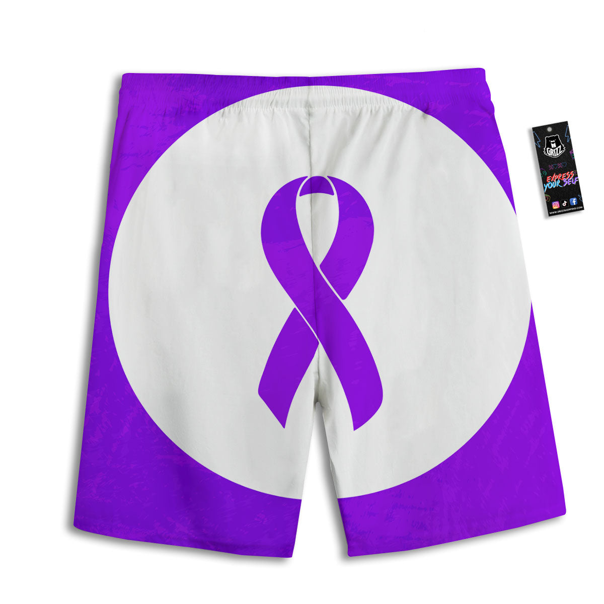 Cancer Awareness Ribbon Purple Print Men's Athletic Shorts