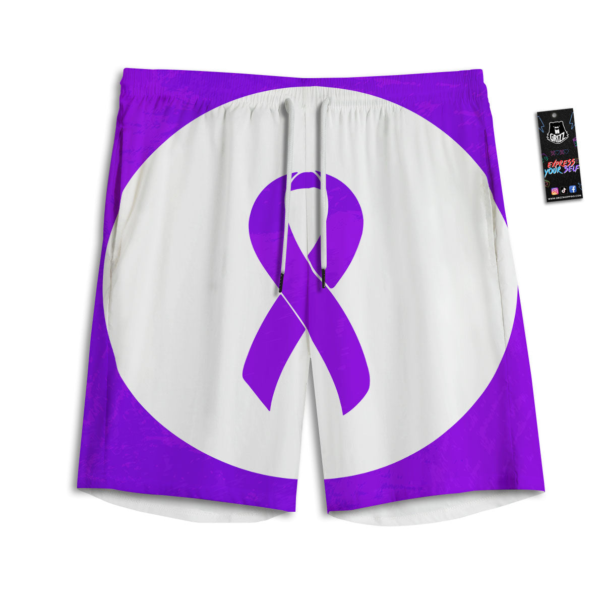 Cancer Awareness Ribbon Purple Print Men's Athletic Shorts