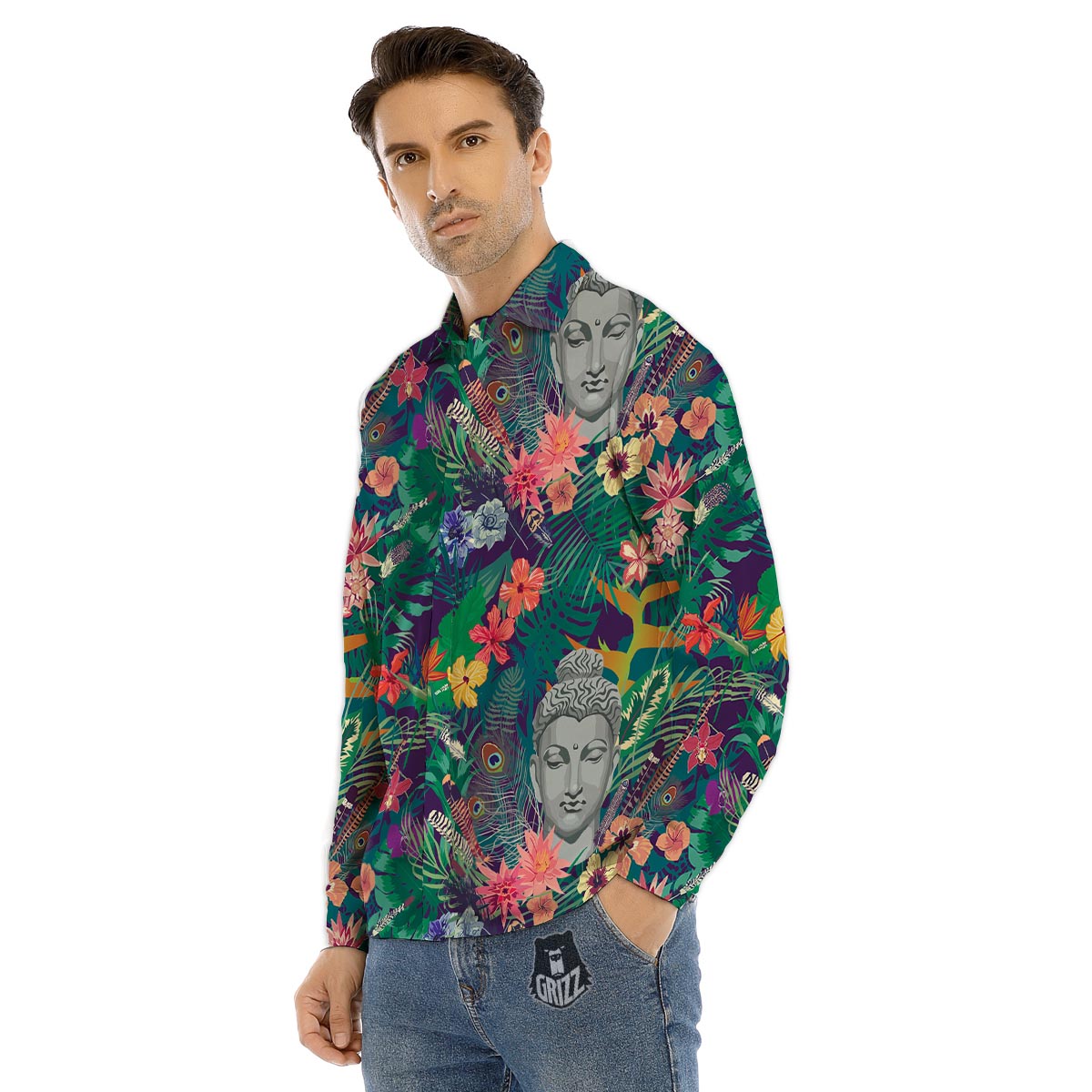 Cancer Awareness Ribbon Purple Print Men's Dress Shirts-grizzshop