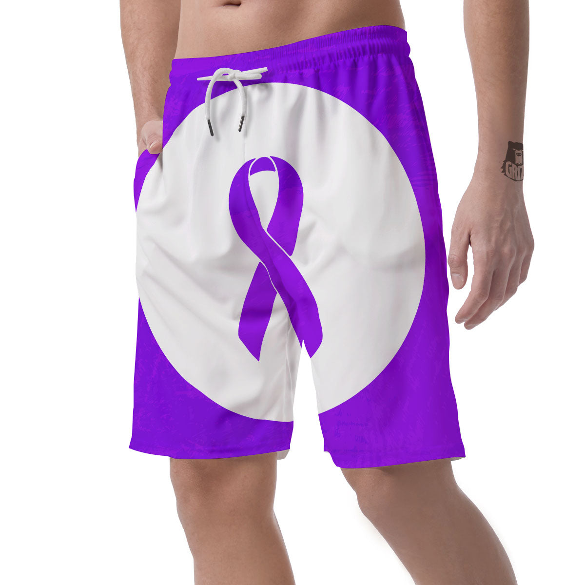 Cancer Awareness Ribbon Purple Print Men's Shorts-grizzshop
