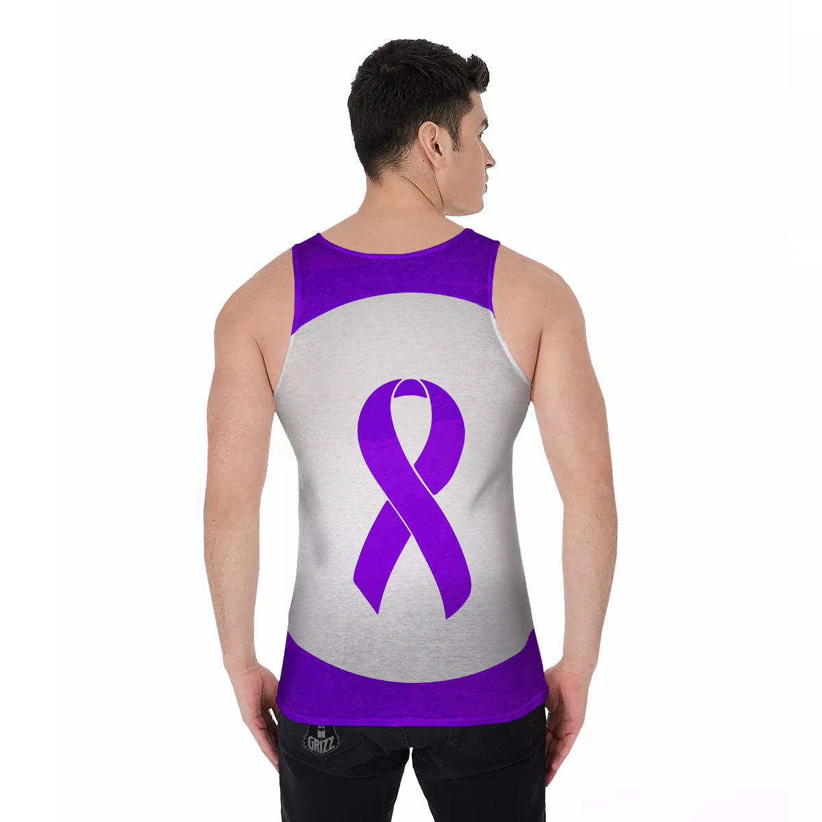 Cancer Awareness Ribbon Purple Print Men's Tank Top-grizzshop