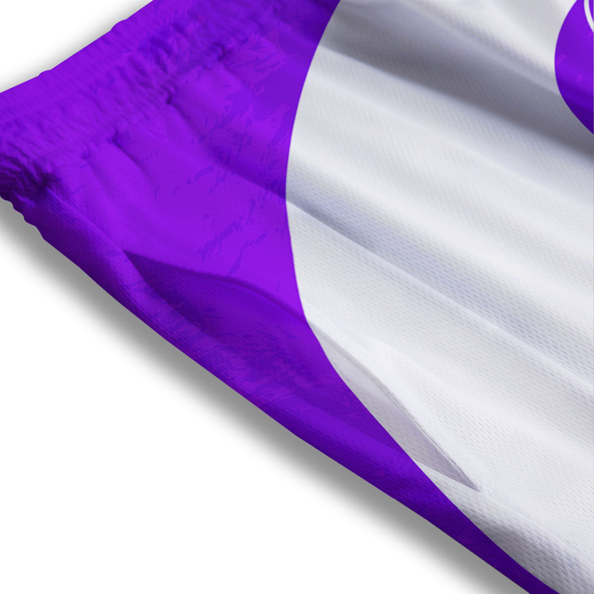 Cancer Awareness Ribbon Purple Print Mesh Shorts