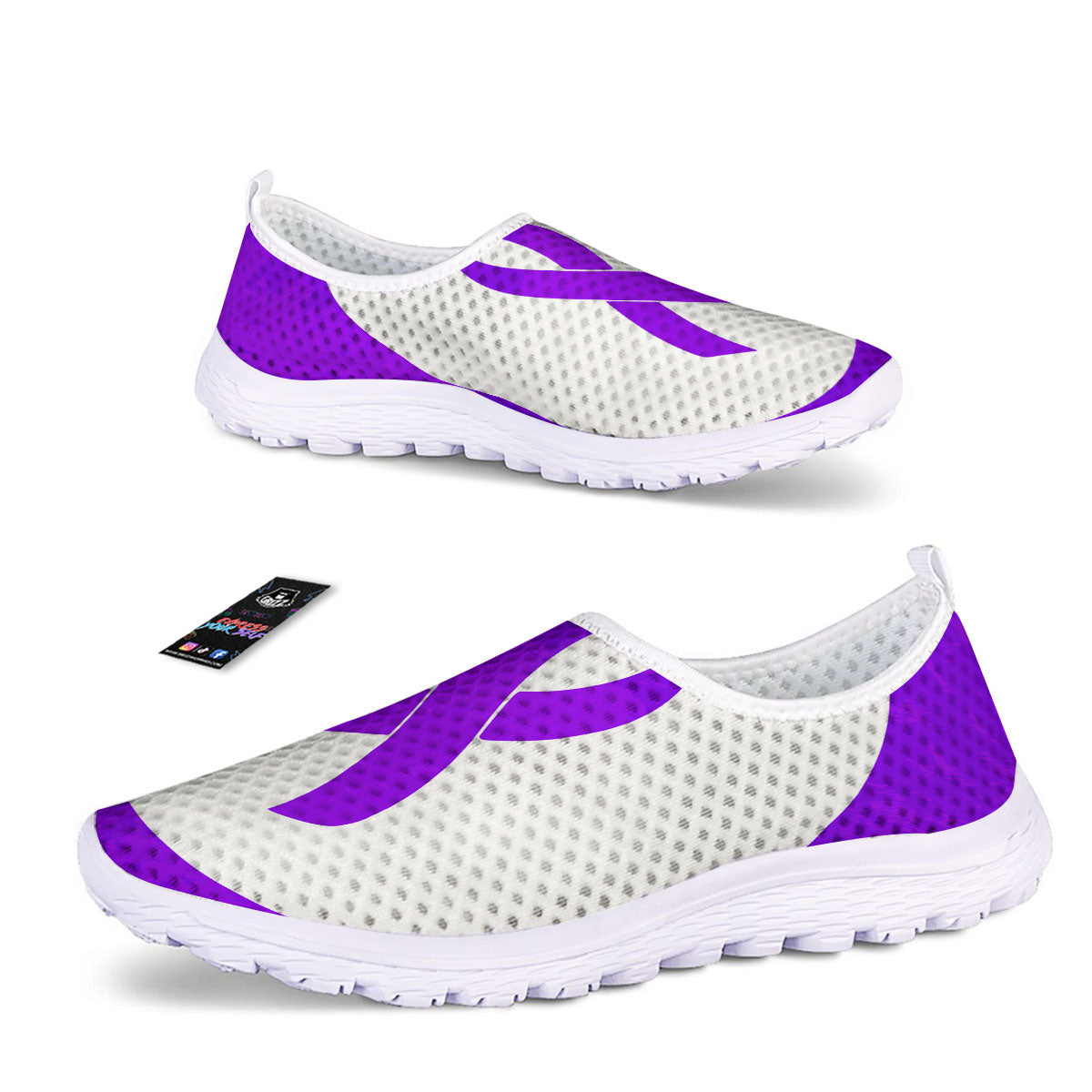 Cancer Awareness Ribbon Purple Print Nurse Shoes-grizzshop