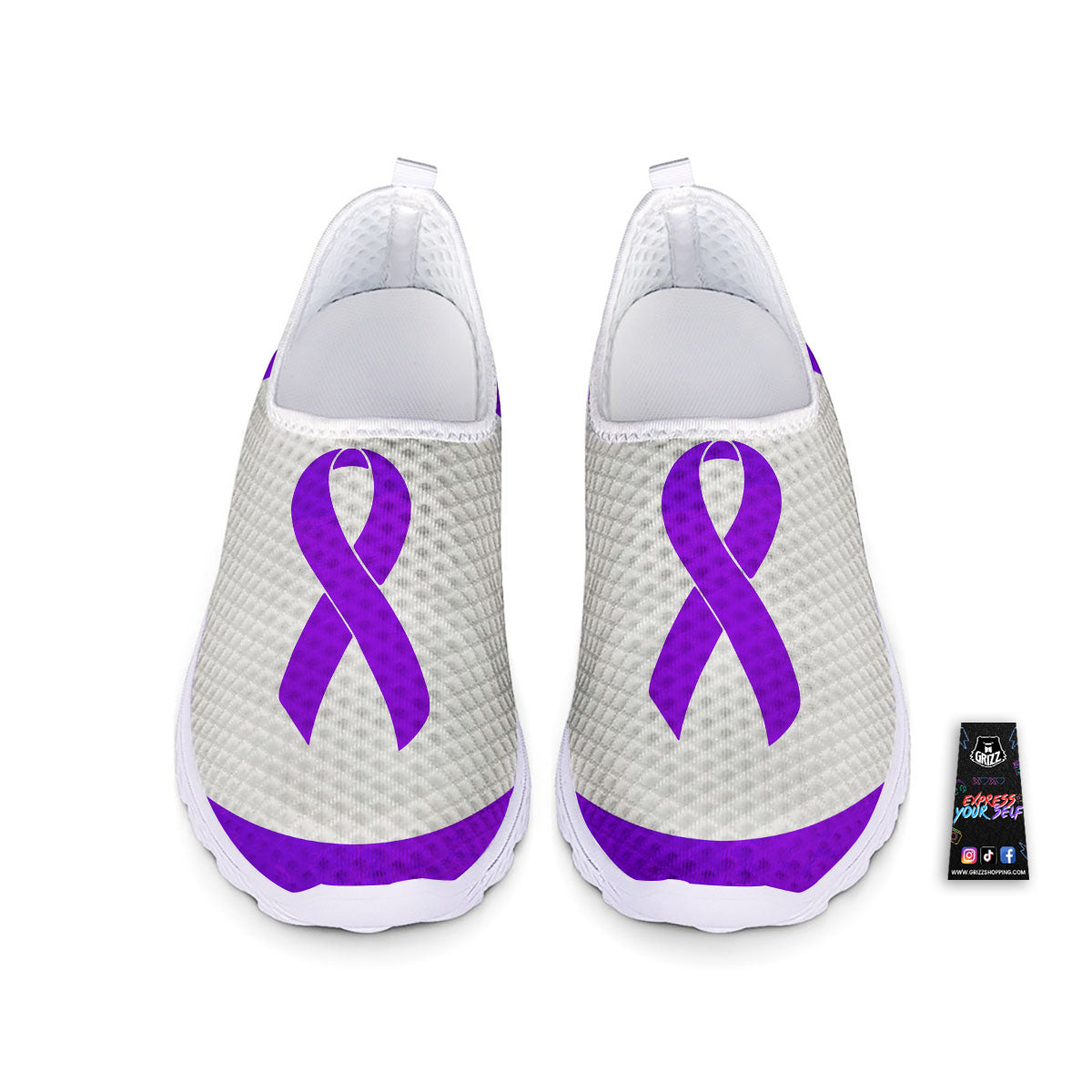 Cancer Awareness Ribbon Purple Print Nurse Shoes-grizzshop