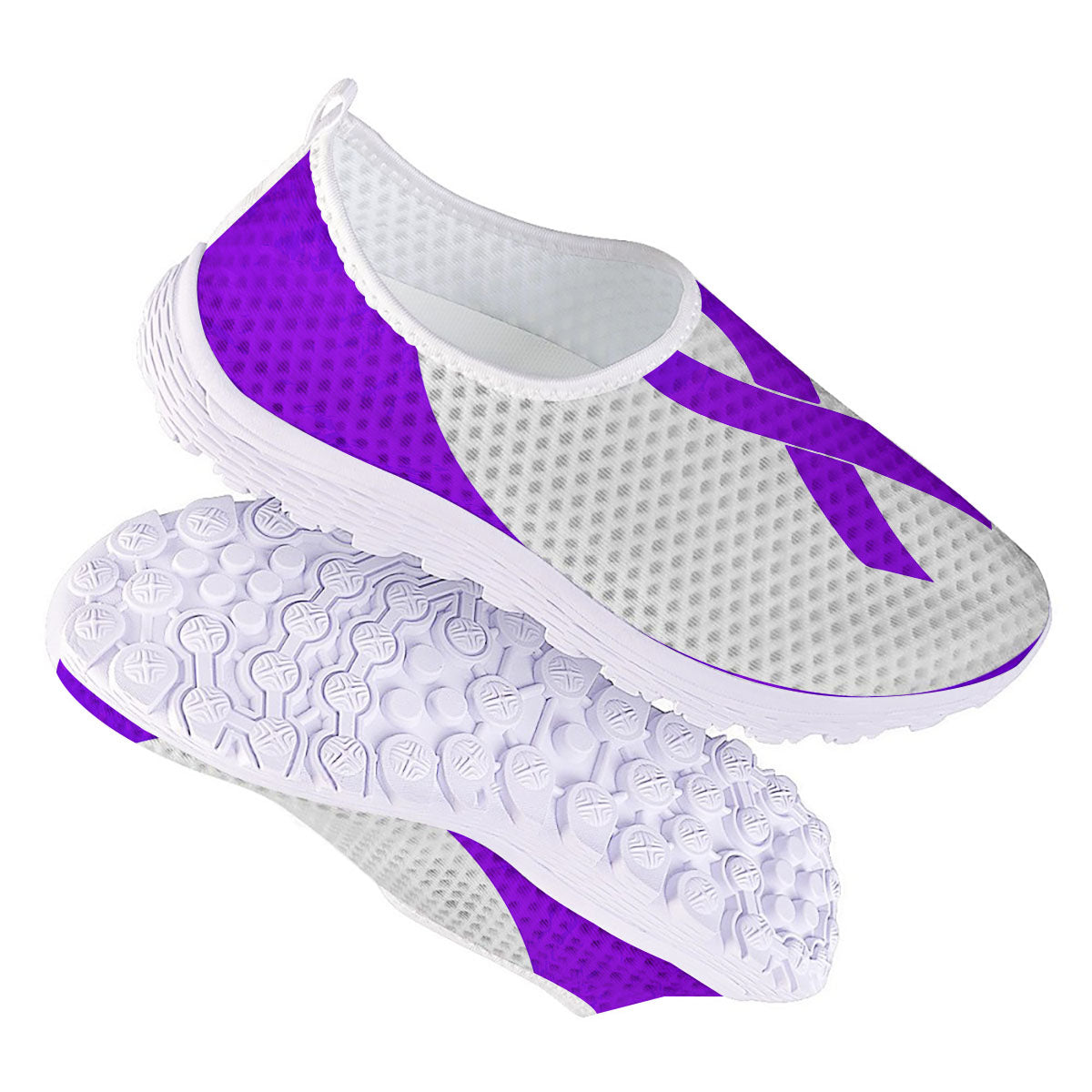 Cancer Awareness Ribbon Purple Print Nurse Shoes-grizzshop