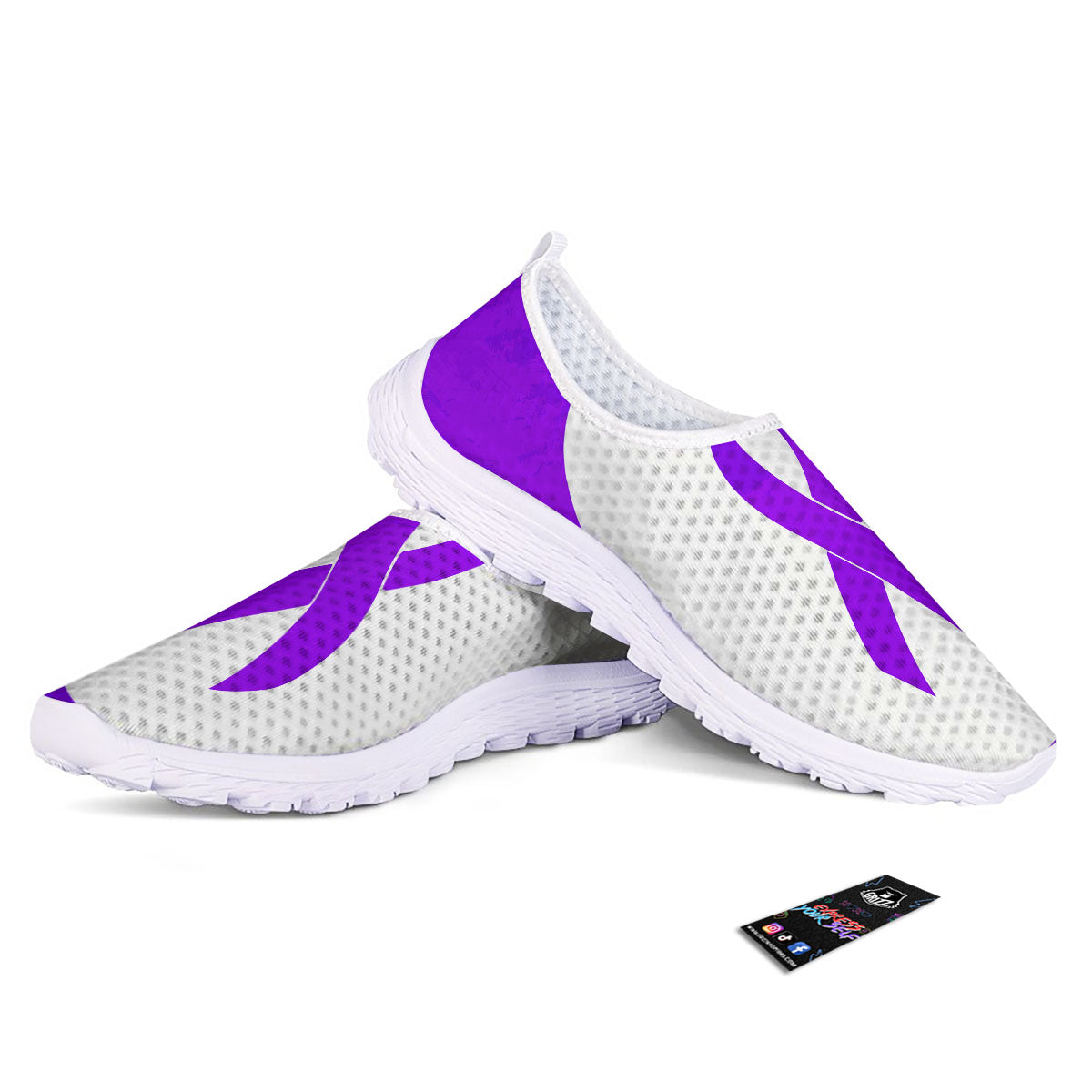 Cancer Awareness Ribbon Purple Print Nurse Shoes-grizzshop