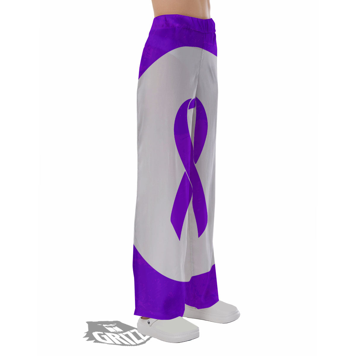 Cancer Awareness Ribbon Purple Print Pajama Pants-grizzshop