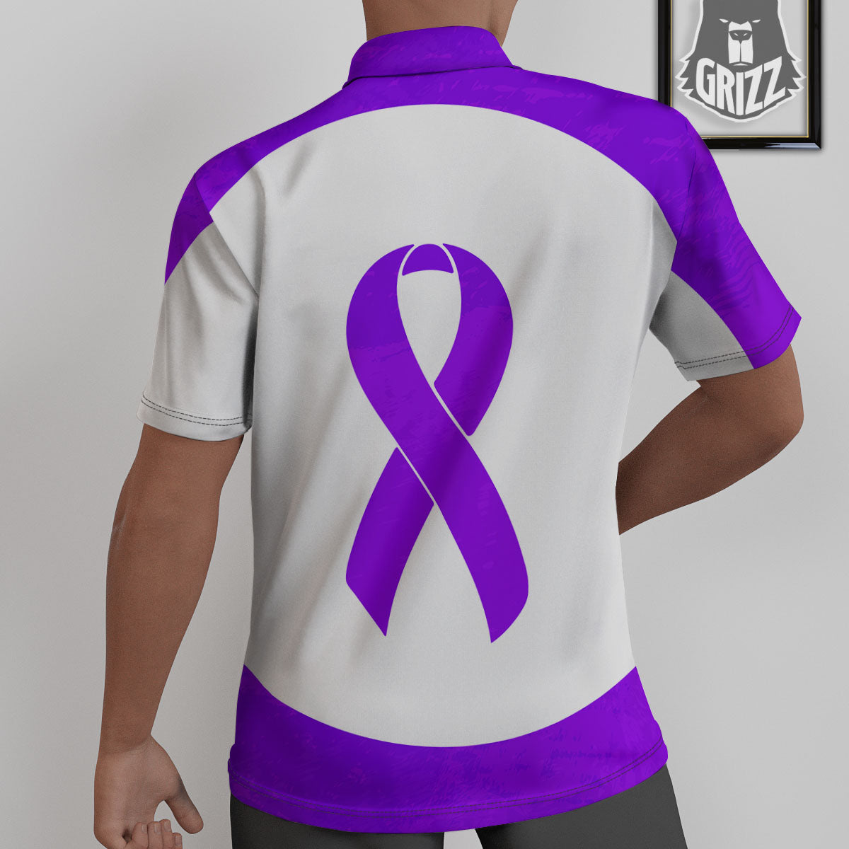 Cancer Awareness Ribbon Purple Print Untucked Shirts-grizzshop