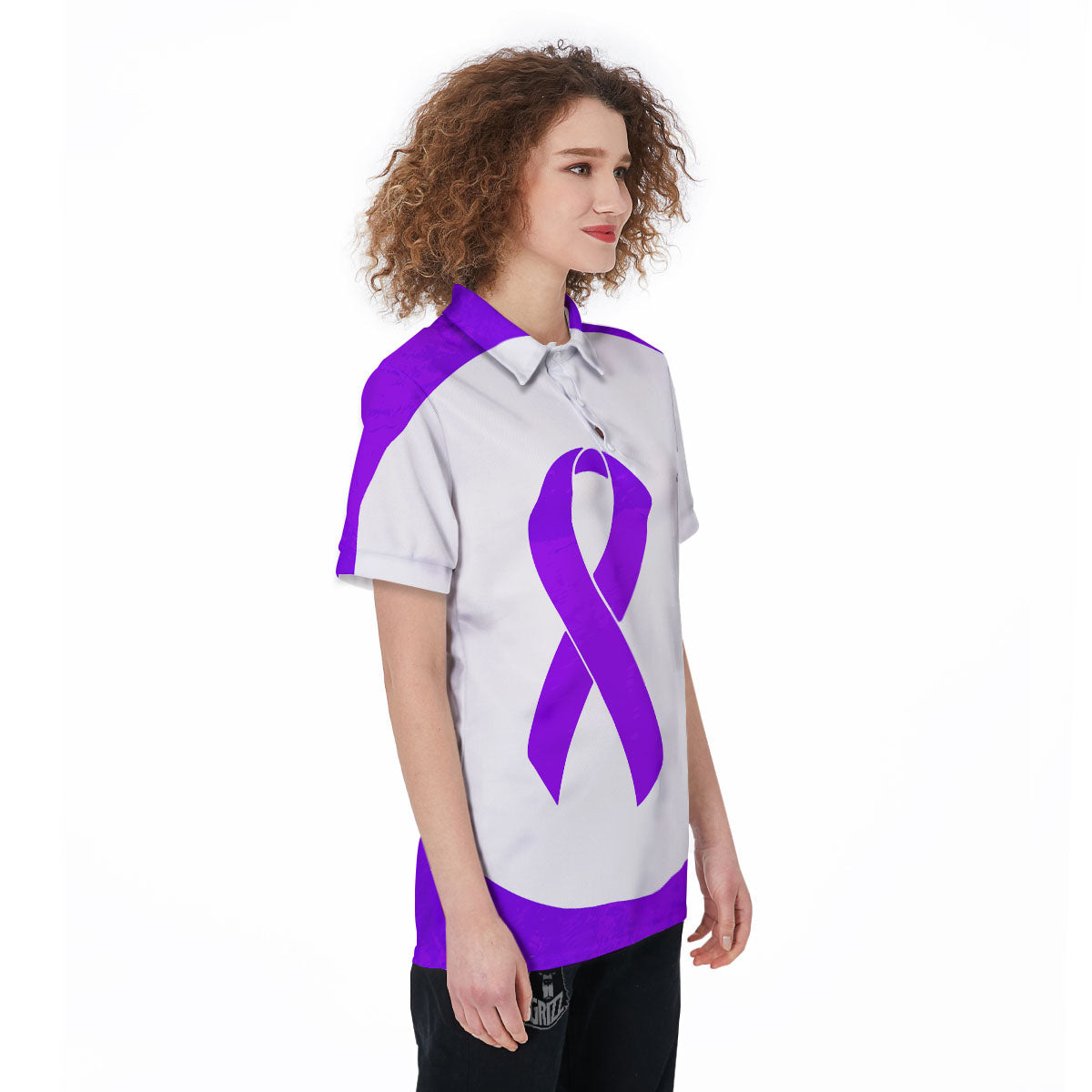 Cancer Awareness Ribbon Purple Print Women's Golf Shirts-grizzshop