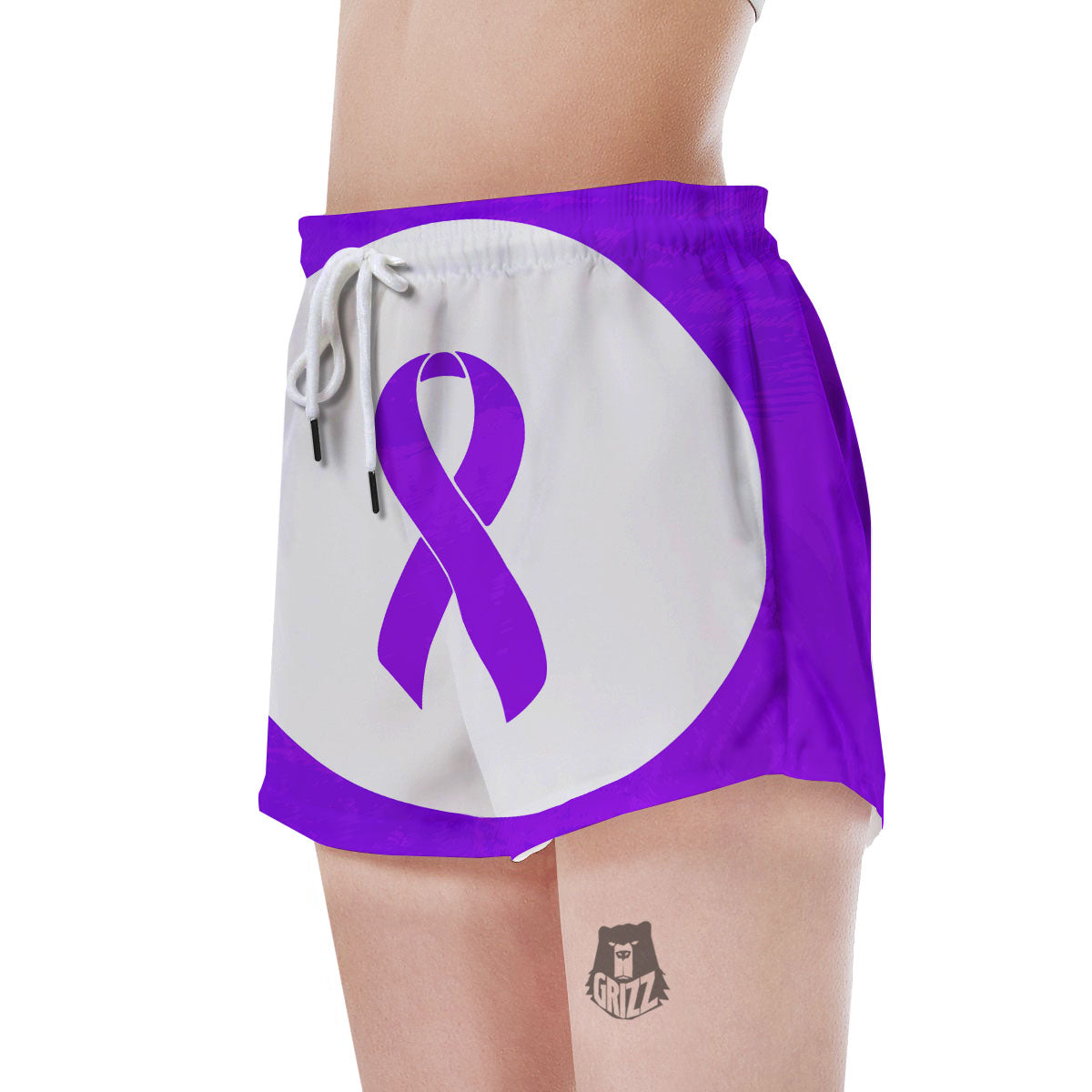 Cancer Awareness Ribbon Purple Print Women's Shorts-grizzshop
