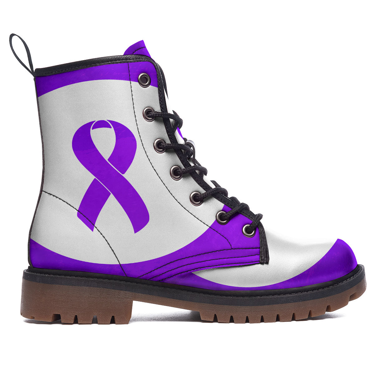 Cancer Awareness Ribbon Purple Print Work Boots-grizzshop
