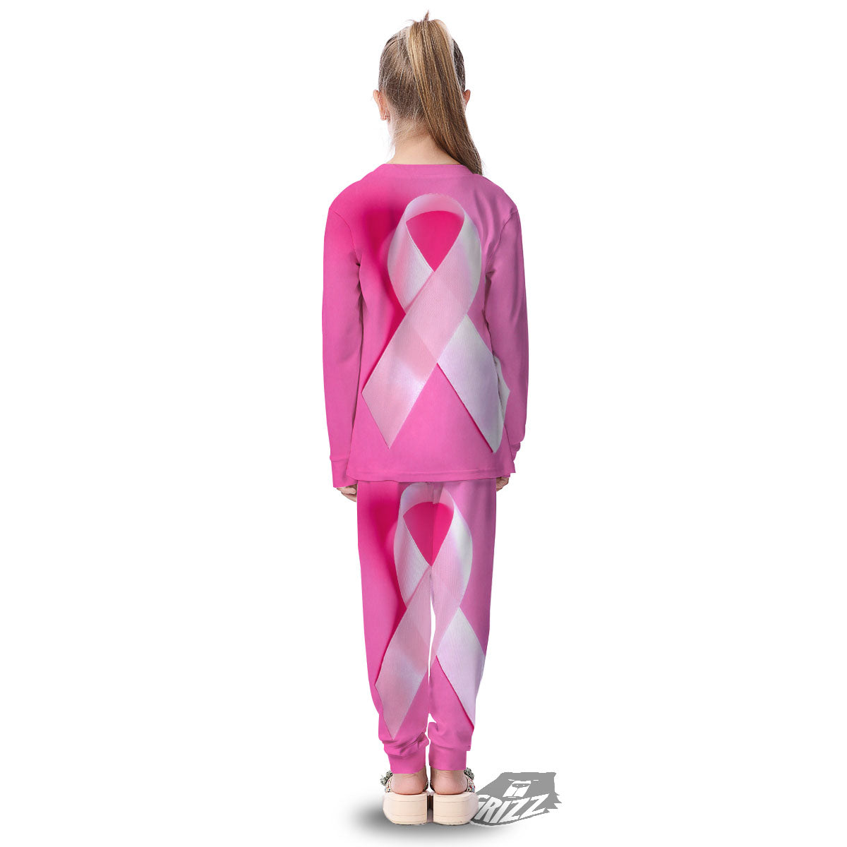 Cancer Breast Little Ribbon Print Kid's Pajamas-grizzshop