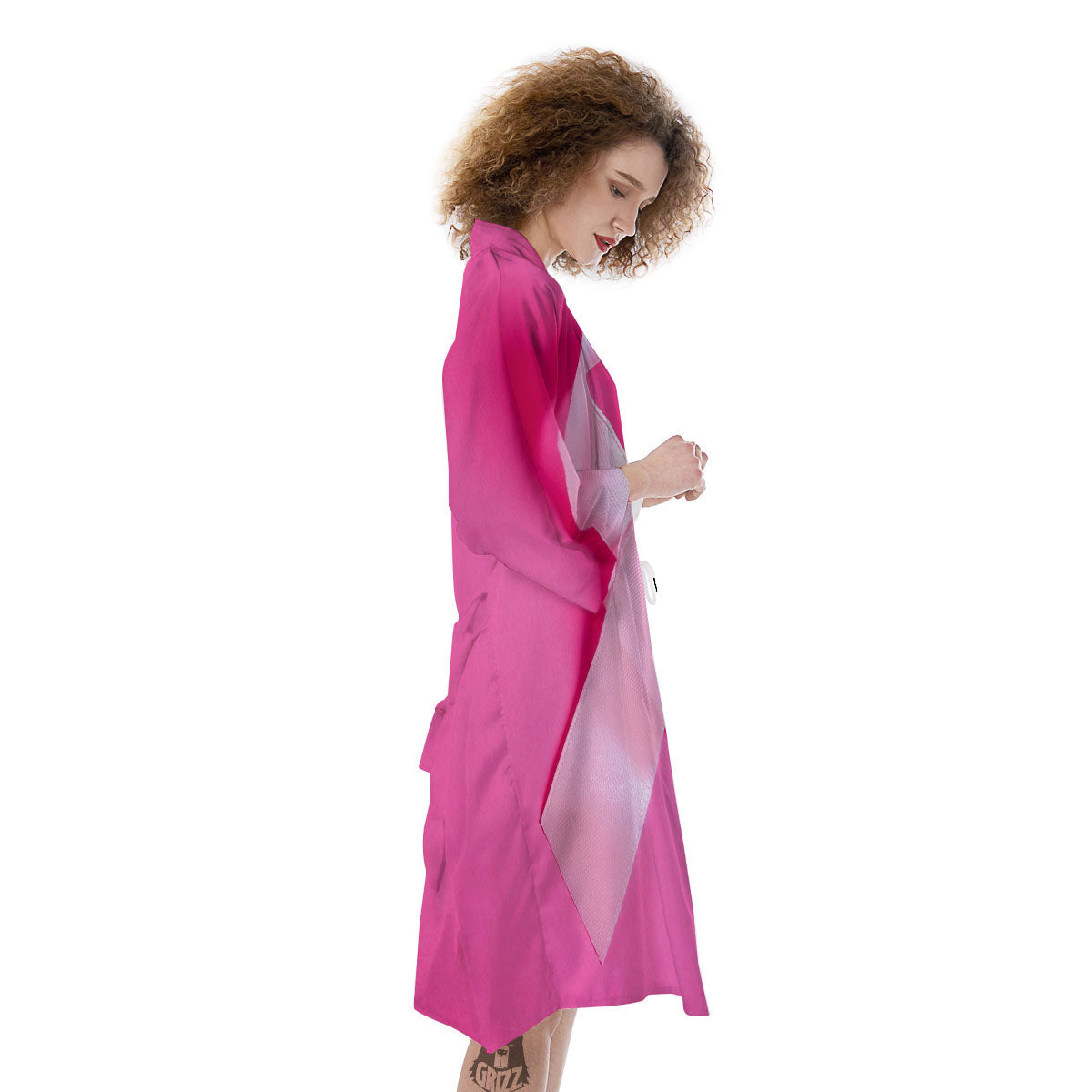 Cancer Breast Little Ribbon Print Kimono-grizzshop