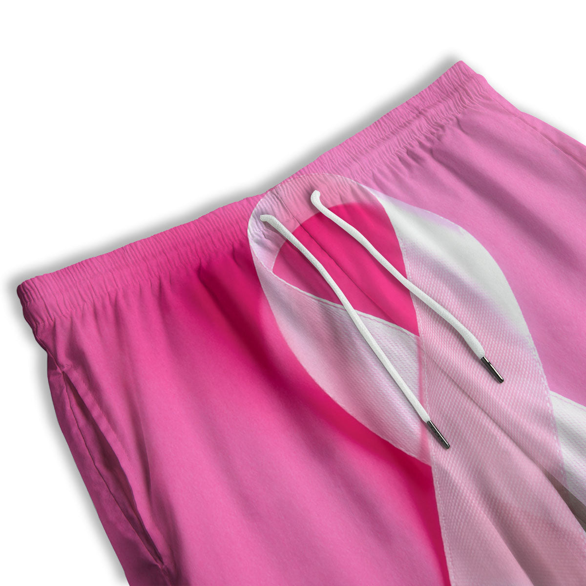 Cancer Breast Little Ribbon Print Men's Athletic Shorts