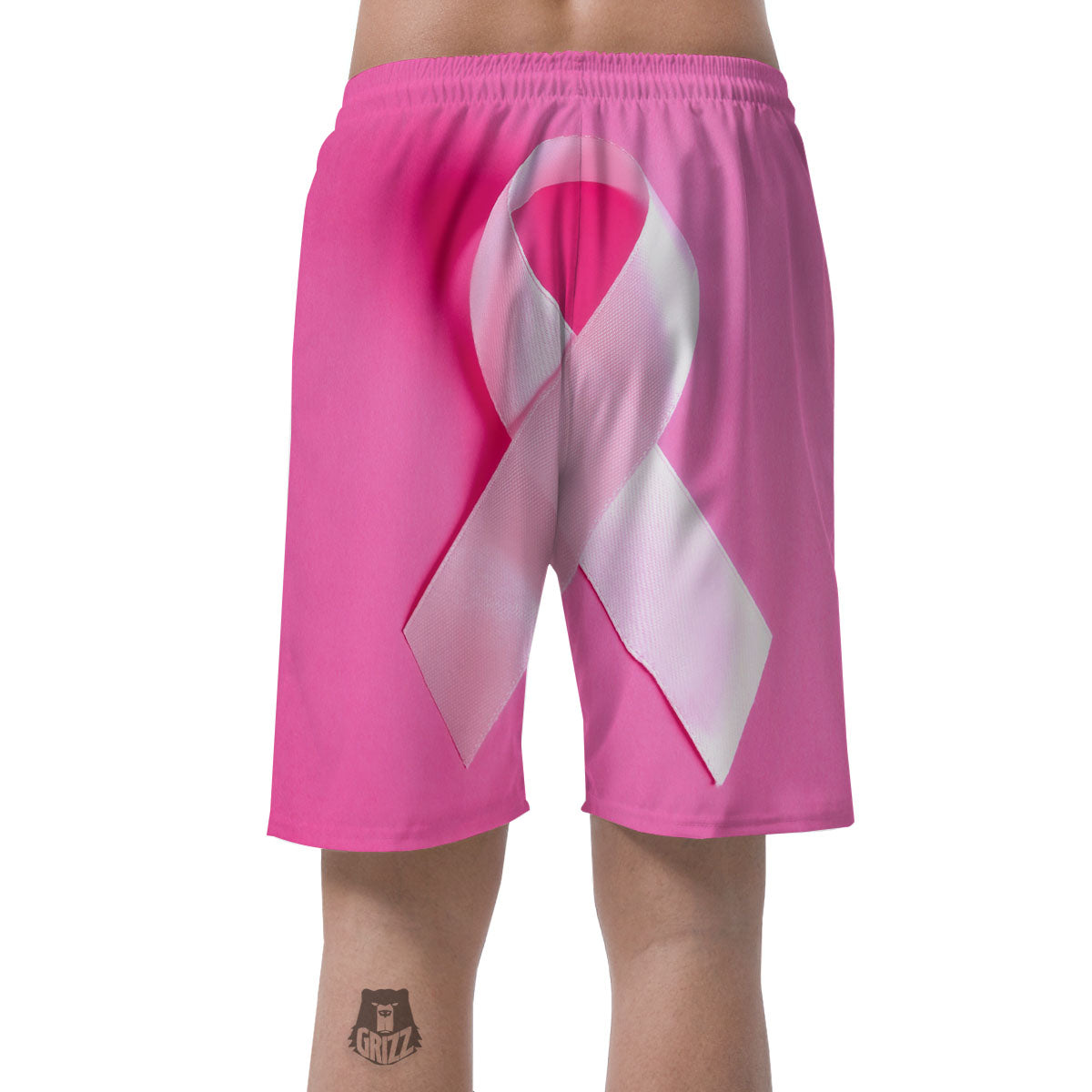 Cancer Breast Little Ribbon Print Men's Shorts-grizzshop