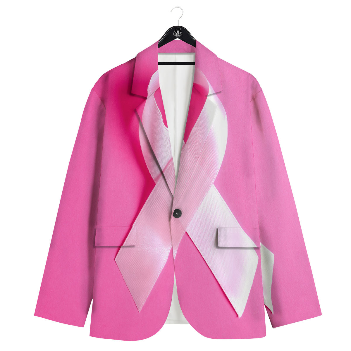 Cancer Breast Little Ribbon Print Men's Sport Coat-grizzshop