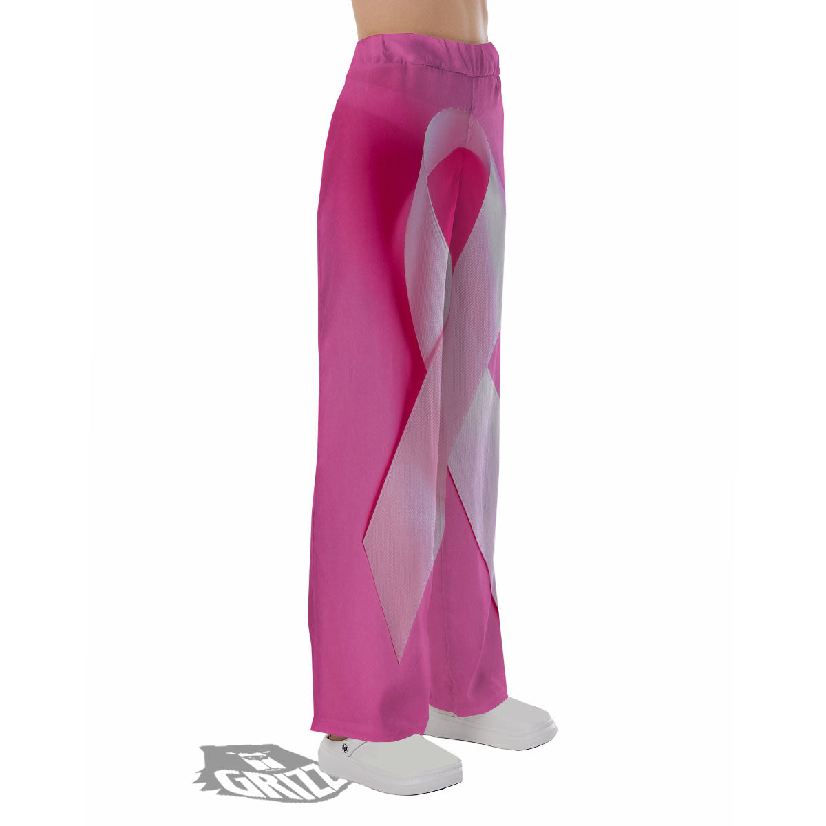 Cancer Breast Little Ribbon Print Pajama Pants-grizzshop