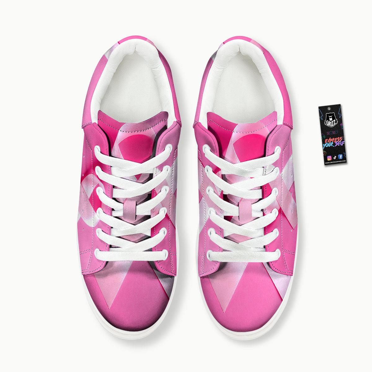Cancer Breast Little Ribbon Print Platform Shoes-grizzshop