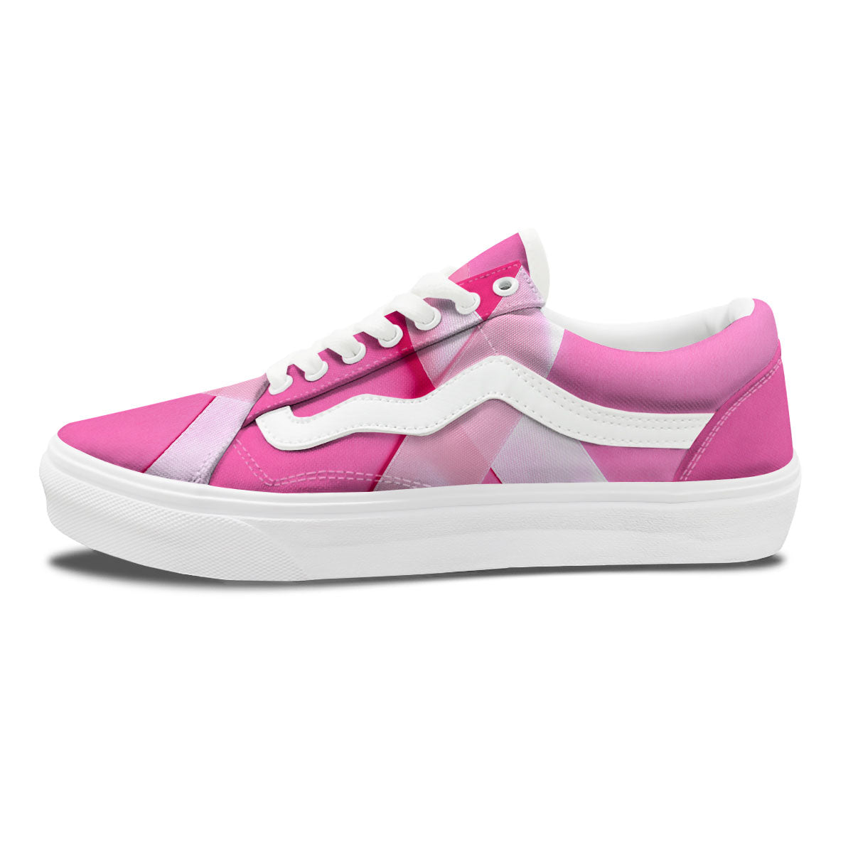 Cancer Breast Little Ribbon Print Skate Shoes-grizzshop
