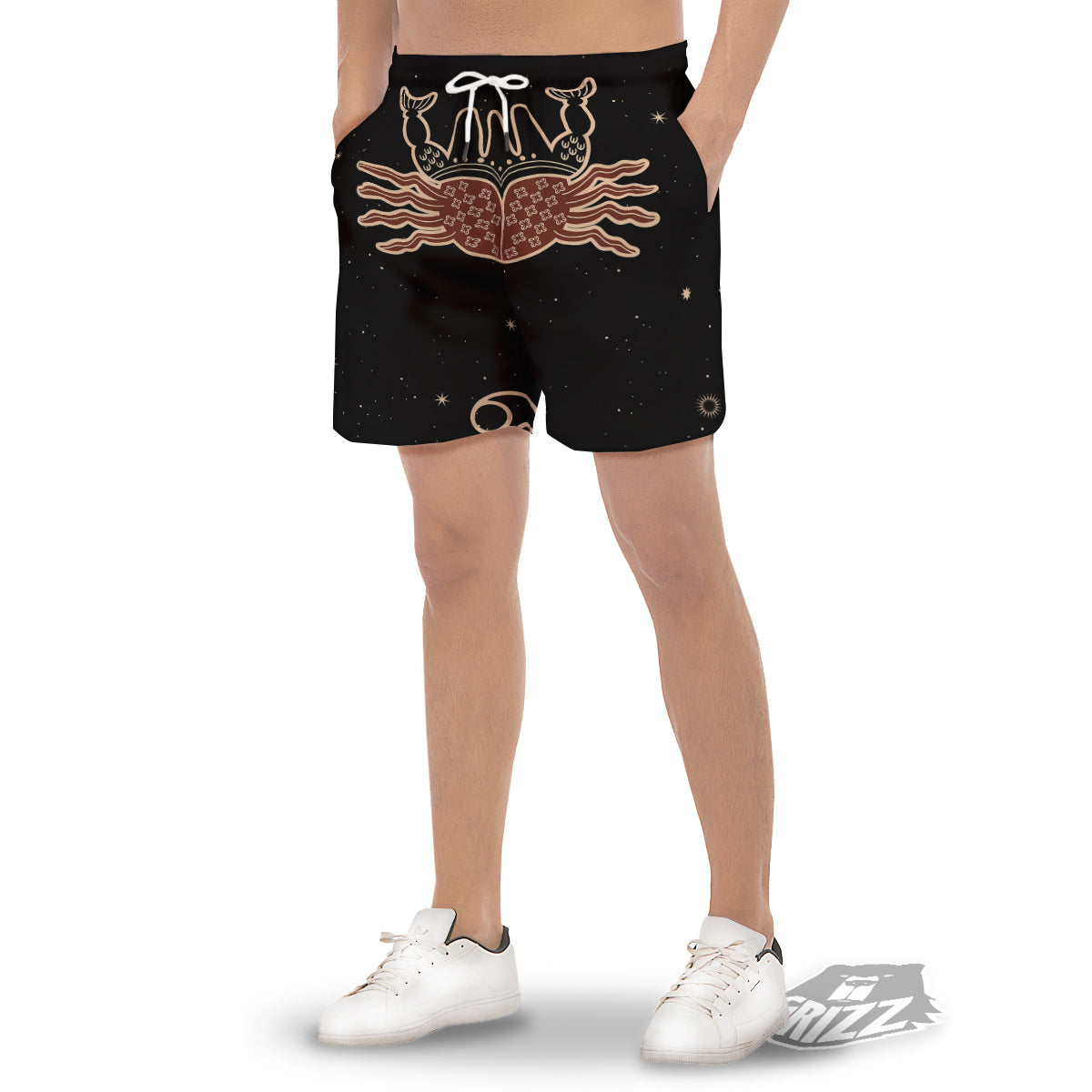 Cancer Constellation Print Men's Gym Shorts-grizzshop