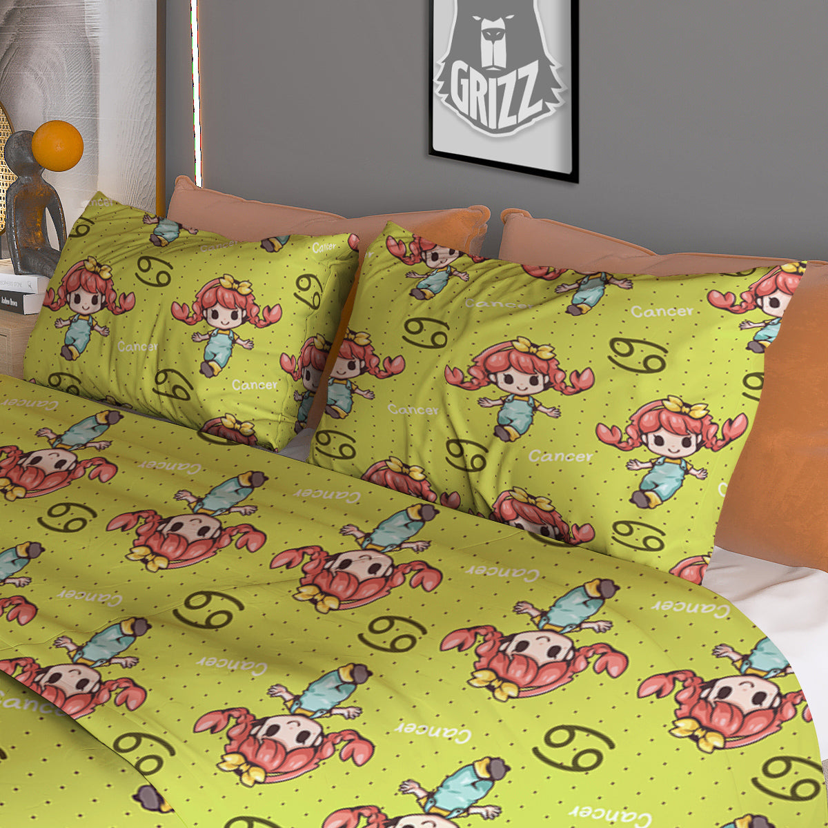 Cancer Cute Cartoon Print Pattern Duvet Cover Bedding Set