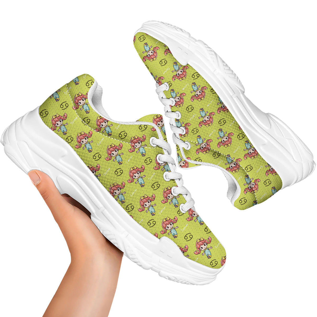 Cancer Cute Cartoon Print Pattern White Chunky Shoes-grizzshop
