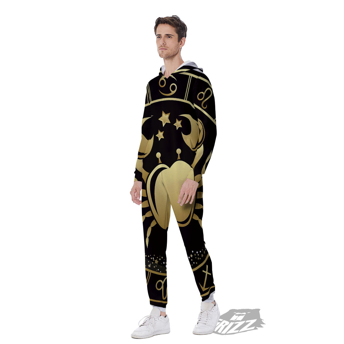 Cancer Sign Black And Gold Print Men's Jumpsuit-grizzshop