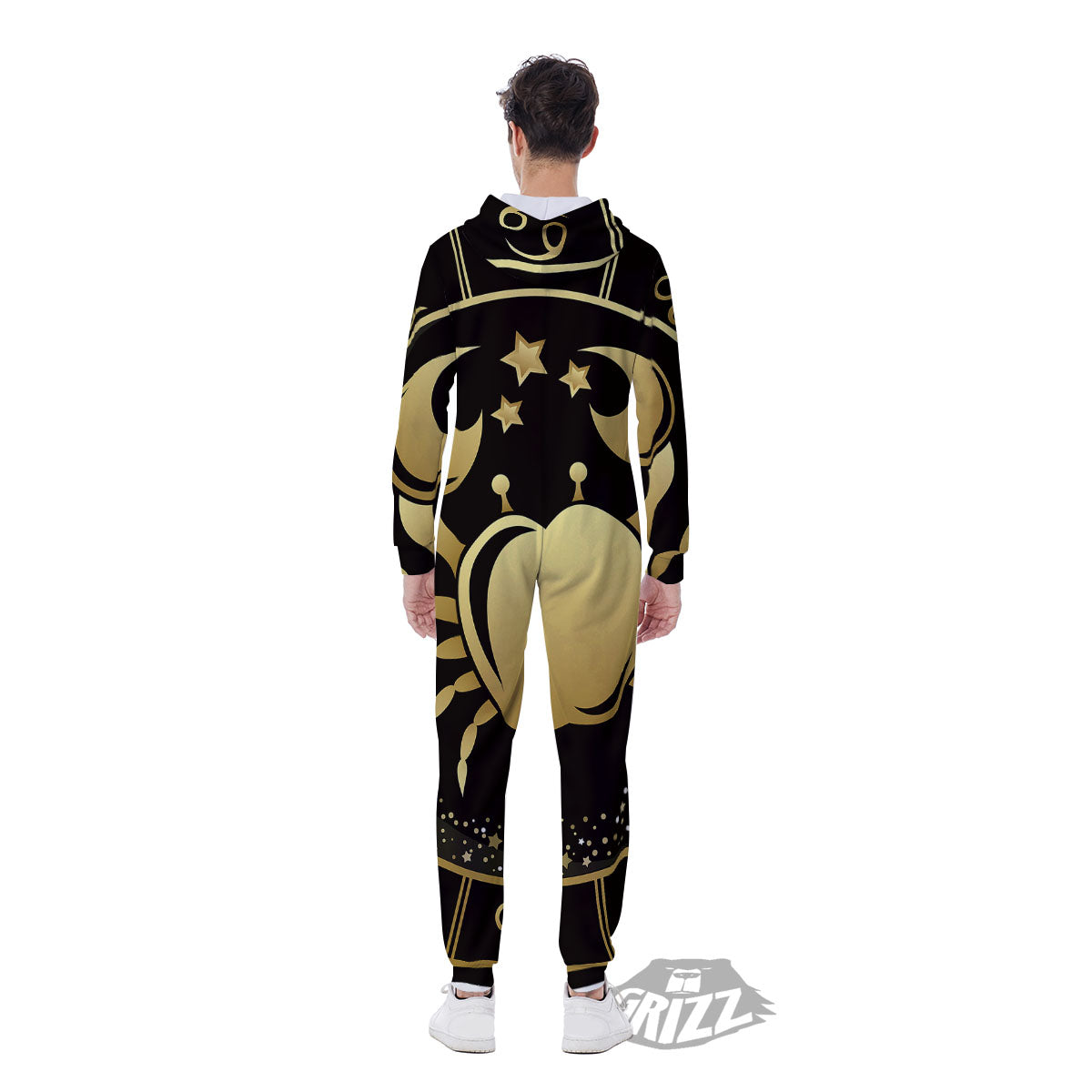 Cancer Sign Black And Gold Print Men's Jumpsuit-grizzshop