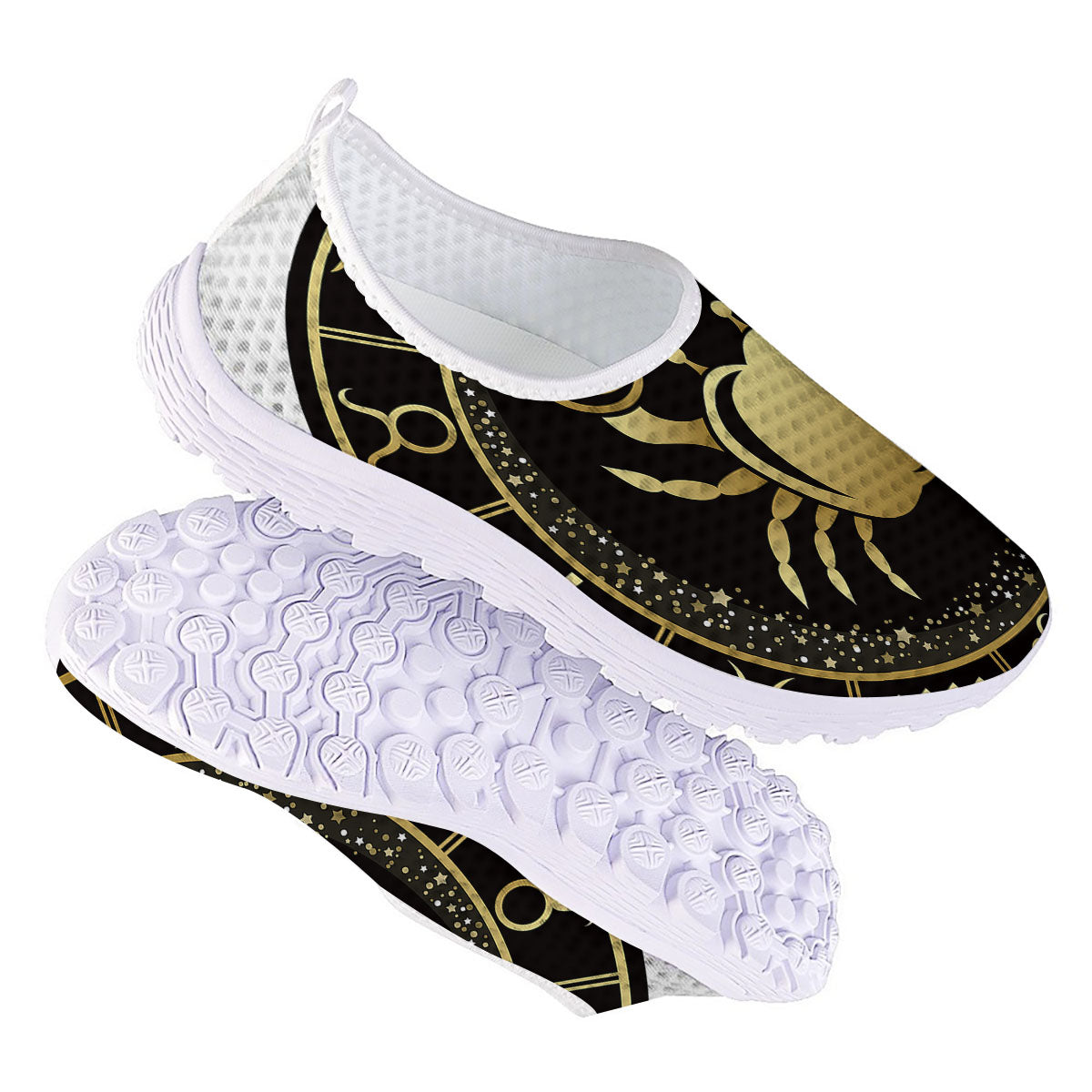 Cancer Sign Black And Gold Print Nurse Shoes-grizzshop