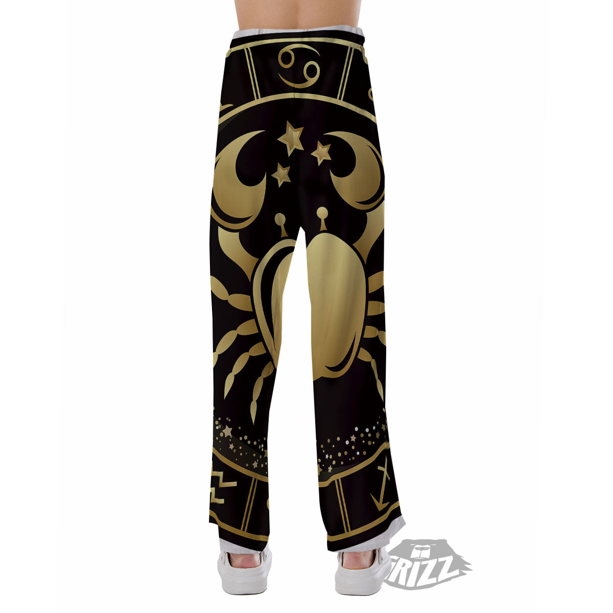 Cancer Sign Black And Gold Print Pajama Pants-grizzshop