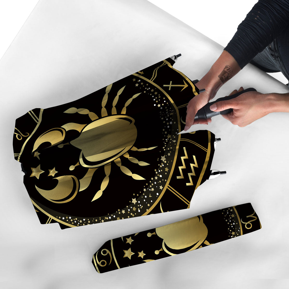 Cancer Sign Black And Gold Print Umbrella-grizzshop