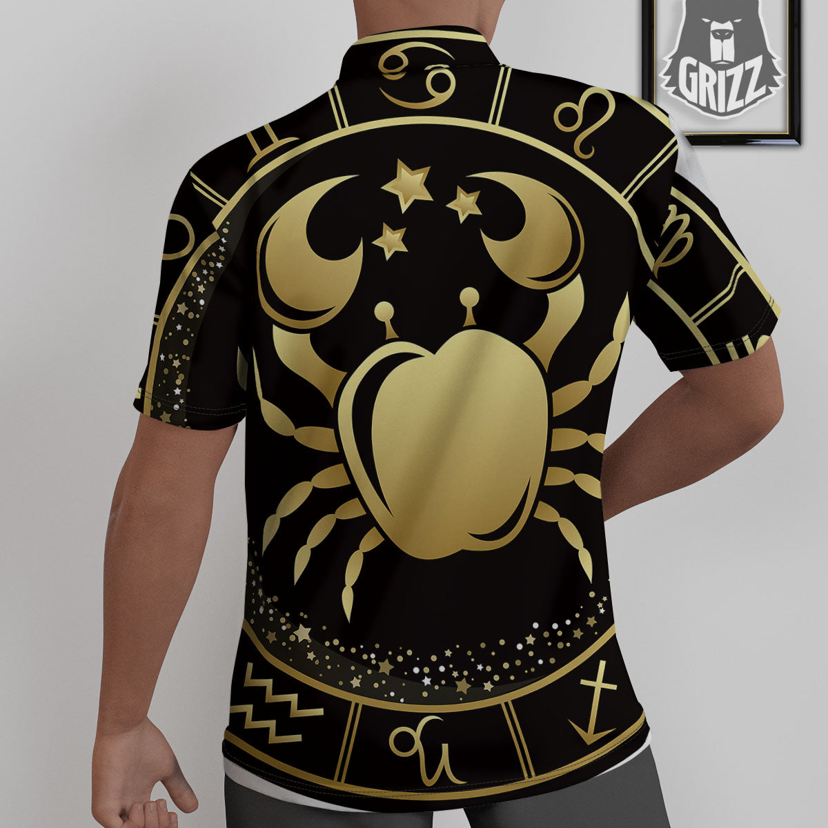 Cancer Sign Black And Gold Print Untucked Shirts-grizzshop