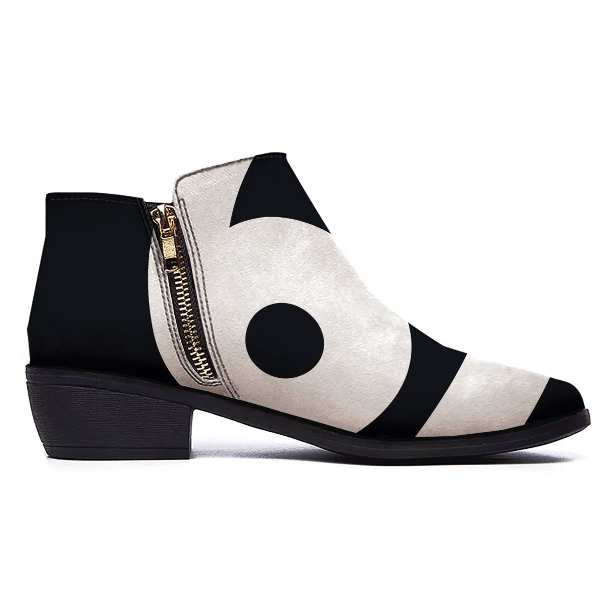 Cancer Sign White And Black Print Ankle Boots-grizzshop