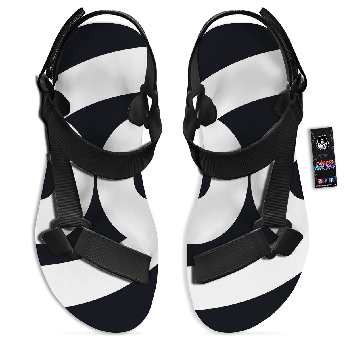 Cancer Sign White And Black Print Black Open Toe Sandals-grizzshop