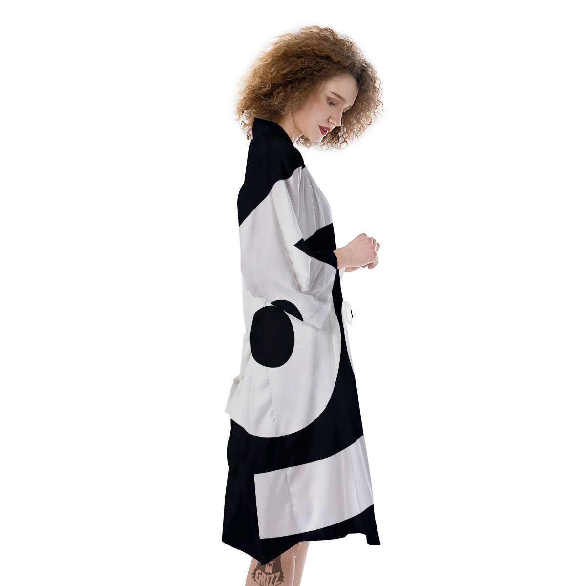 Cancer Sign White And Black Print Kimono-grizzshop