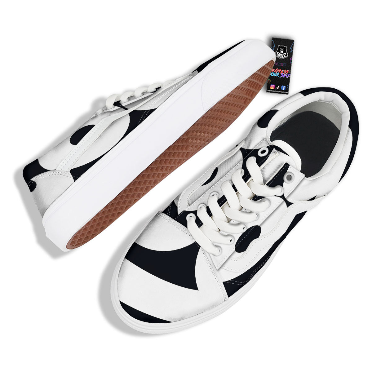 Cancer Sign White And Black Print Skate Shoes-grizzshop