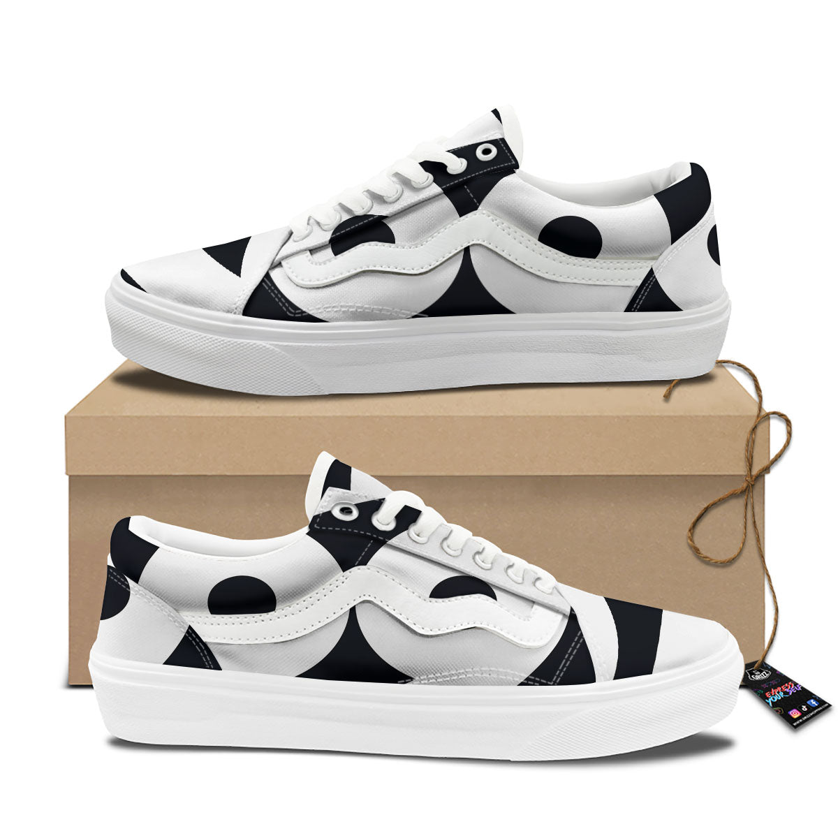 Cancer Sign White And Black Print Skate Shoes-grizzshop