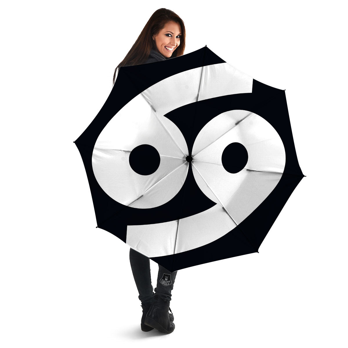 Cancer Sign White And Black Print Umbrella-grizzshop