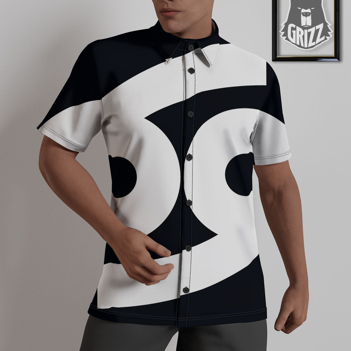 Cancer Sign White And Black Print Untucked Shirts-grizzshop
